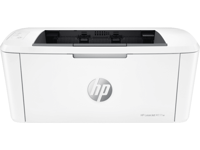 HP LaserJet M111w mono laser printer in white - front view