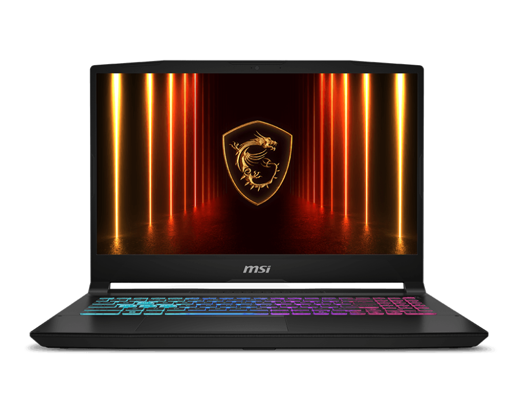 MSI Katana 15 HX B14WFK gaming laptop - front view with RGB keyboard