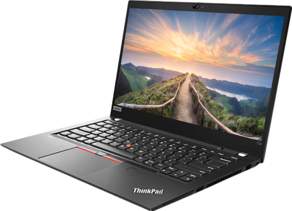 Lenovo ThinkPad T14 Gen 2 - open front view with backlit keyboard and 14 inch FHD display