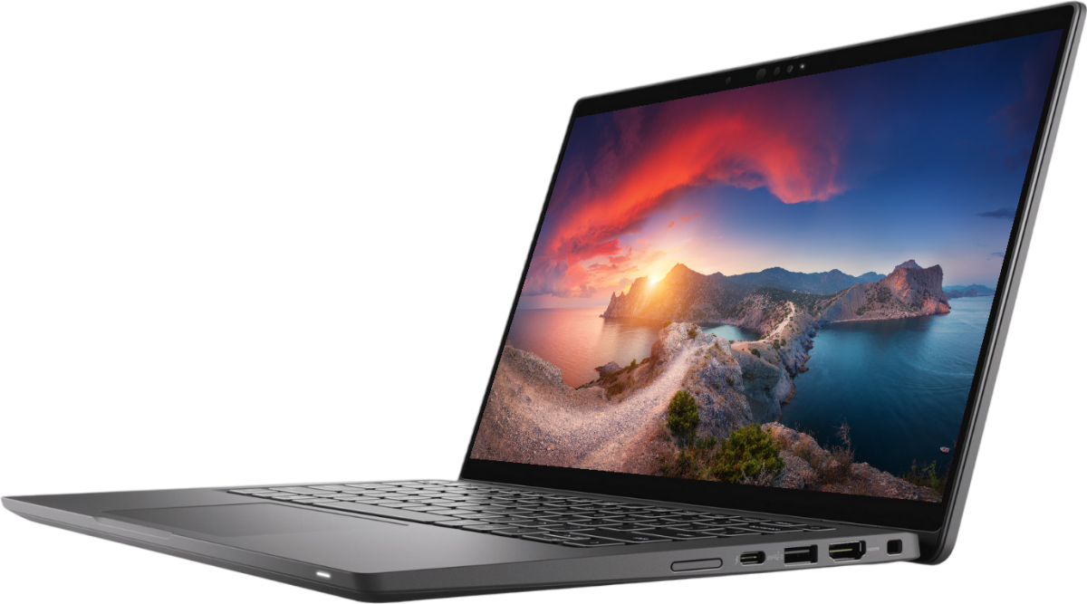 Dell Latitude 7430 Black business laptop - front view with keyboard and 14 inch FHD display