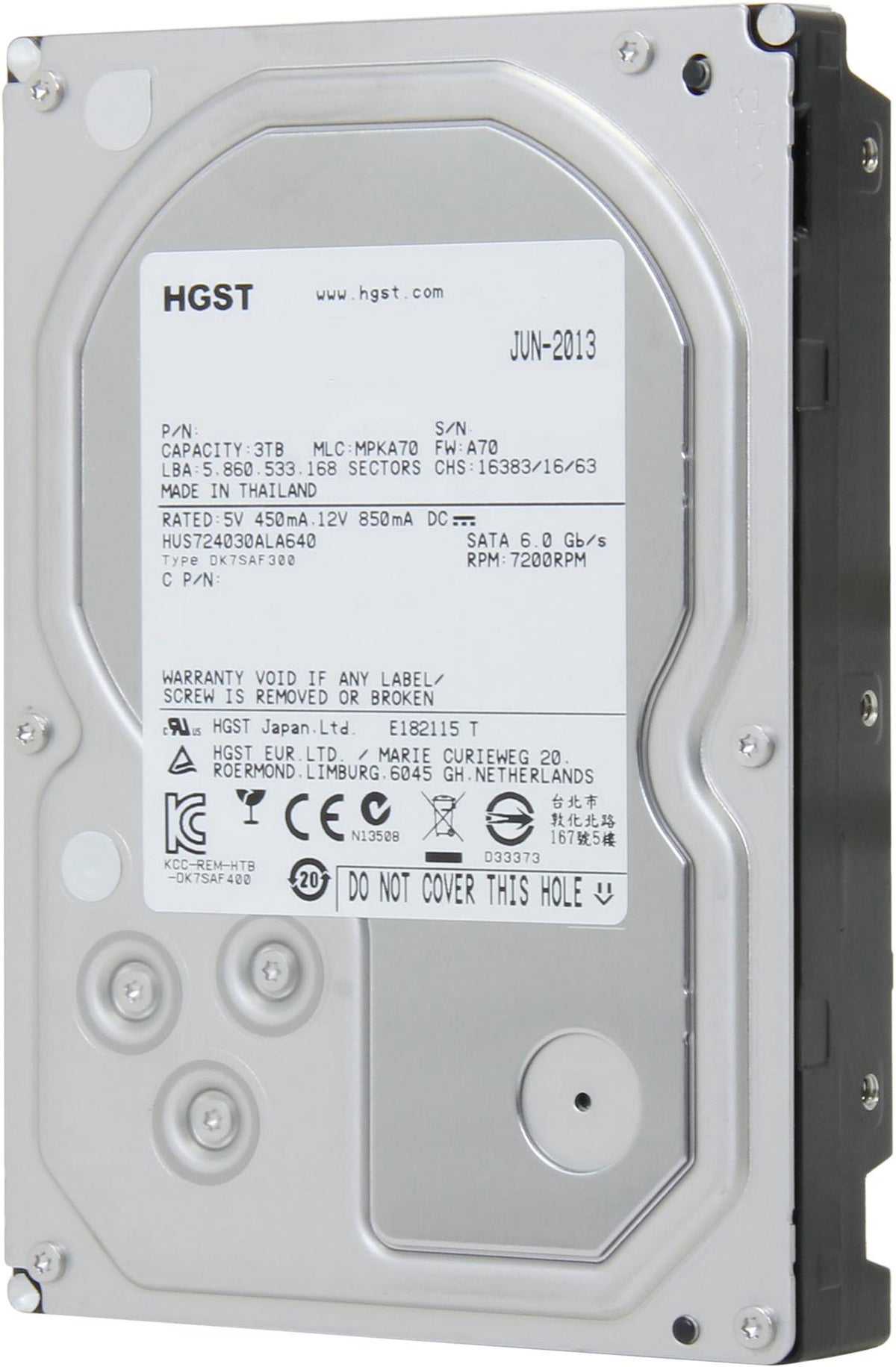 HGST 3TB 3.5 inch internal SATA hard drive