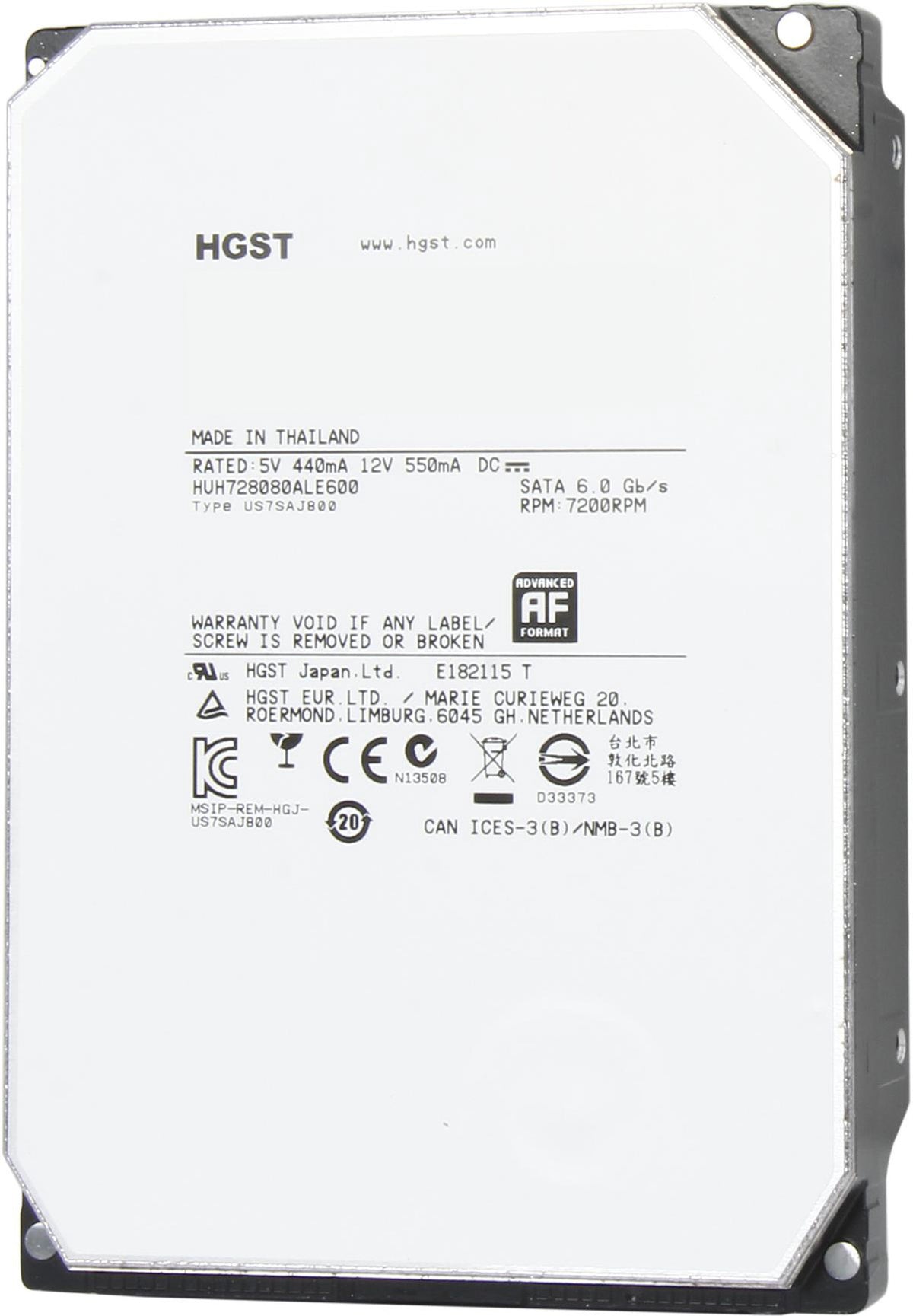 HGST Ultrastar He8 8TB helium hard drive