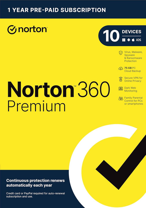 Norton 360 Premium, 2024 Ready Antivirus software for 10 Devices