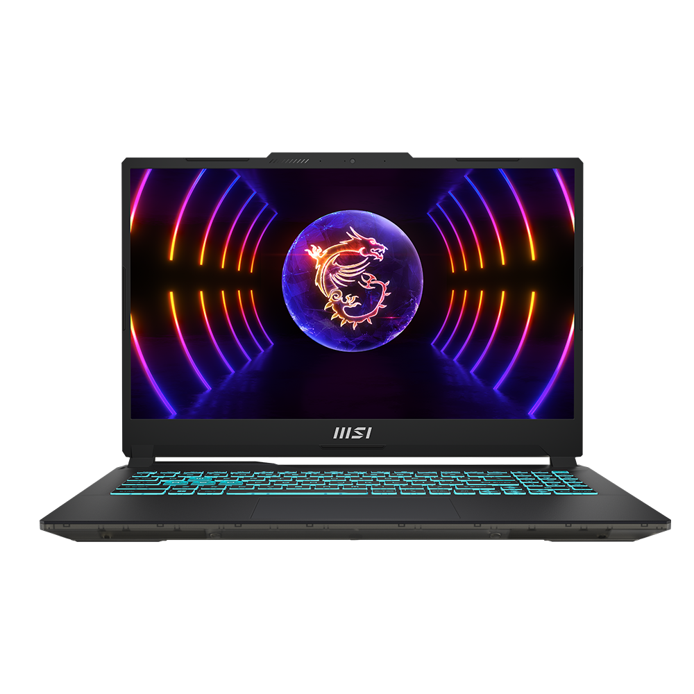 MSI Cyborg 15 A12V gaming laptop - front view with backlit keyboard