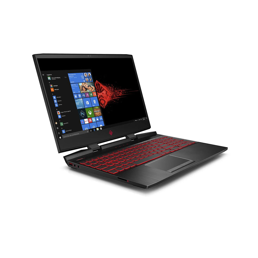 HP OMEN 15-dc1067TX gaming laptop - angled view showing 15.6 inch 144Hz display