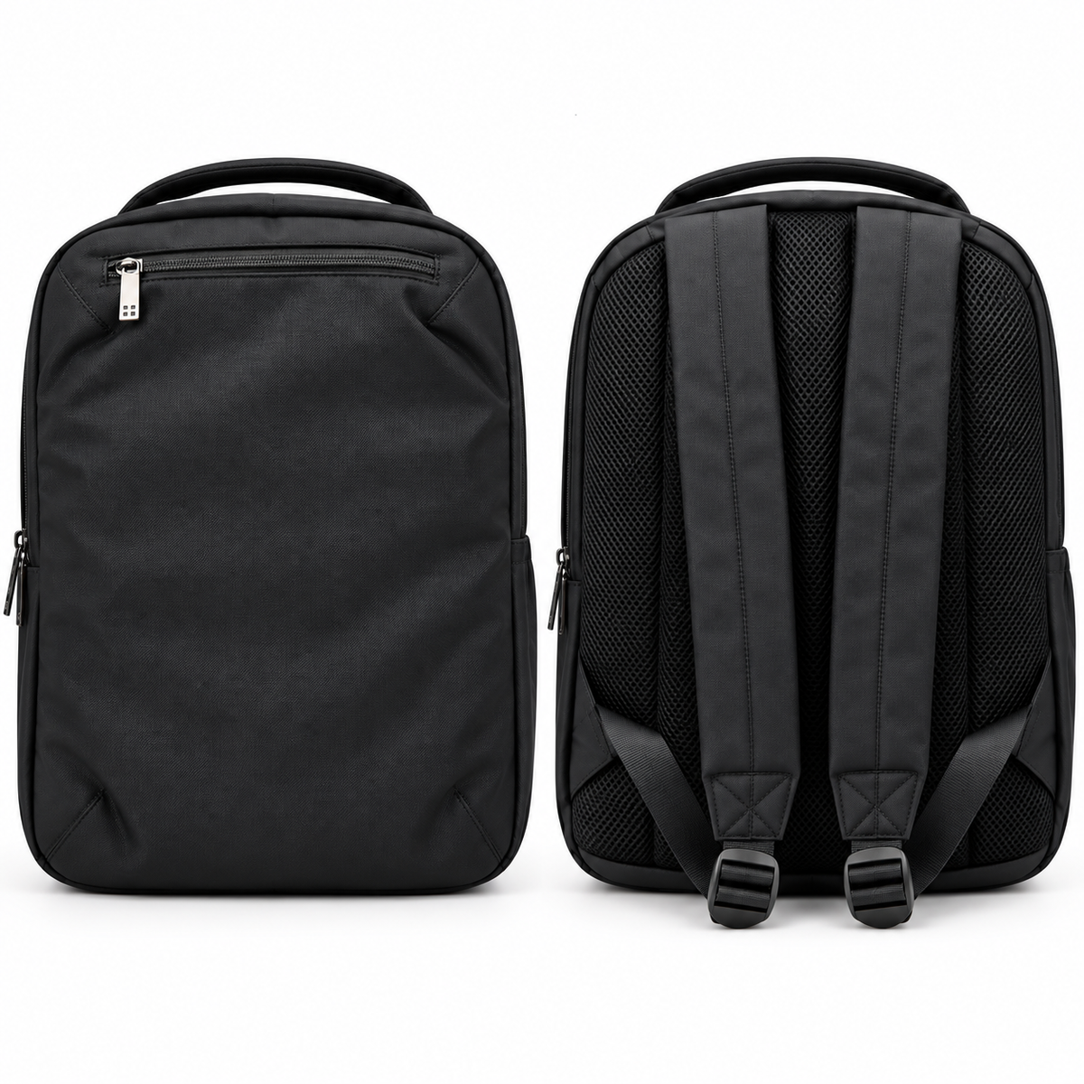 Backpack 20010 slim laptop backpack - Black, front and back