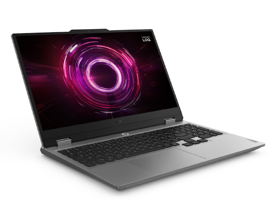 Lenovo LOQ 15AHP10 - angled view showing 15.6 inch 144Hz IPS display