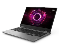 Lenovo LOQ 15AHP10 gaming laptop Luna Grey - front view with white backlit keyboard